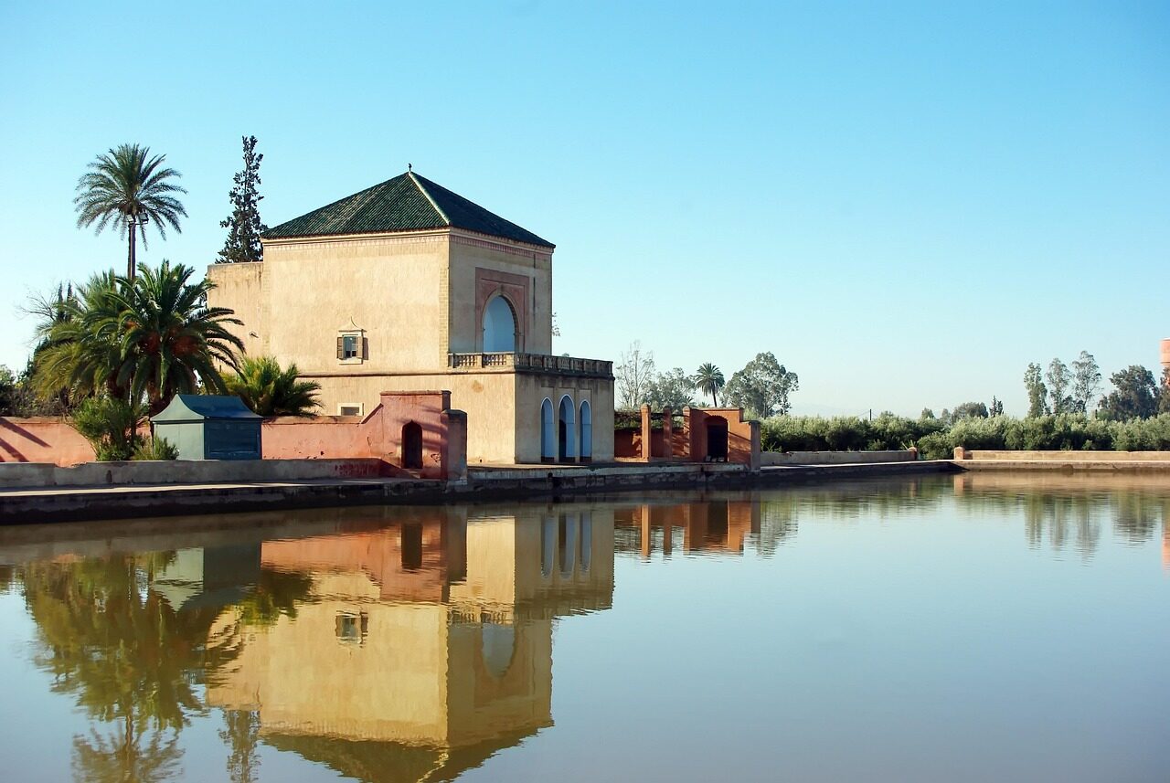 morocco, marrakech, nature, menara palace, water, reflections, travel