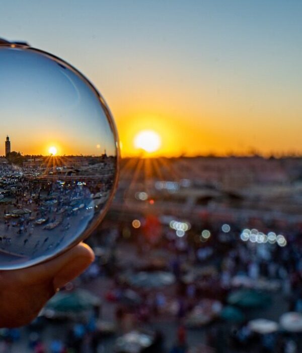 sunset, sundowner, evening atmosphere, evening sky, sun, romantic, afterglow, glass sphere, bullet, morocco, nature, marrakech