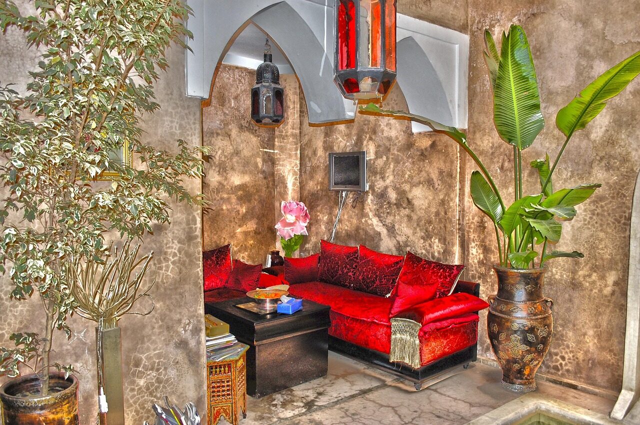 morocco, marraquech, riad, reception, courtyard, floors, pots, rustic decoration, morocco, riad, riad, riad, riad, riad