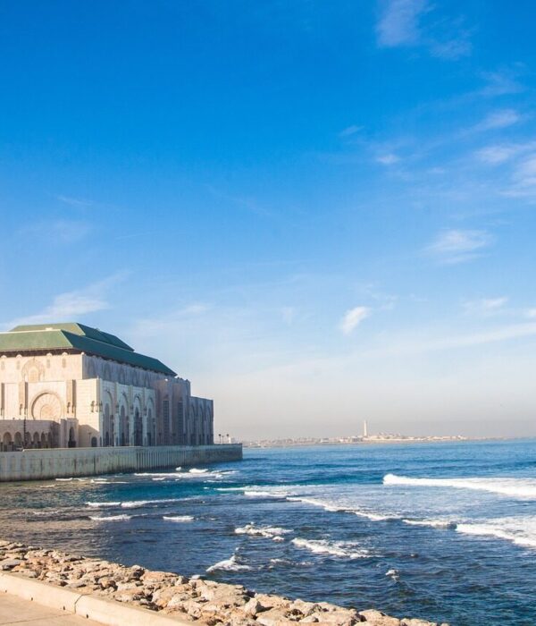 casablanca, mosque, sea, morocco, travel, architecture, islam, building, blue sky, religion, landmark, muslim, hassan, arabic, africa, islamic, famous, moroccan, culture, minaret, tower, exterior, design, worship, blue, sky, religious, city, blue city, blue travel, blue building, nature, blue design, blue mosque, blue culture